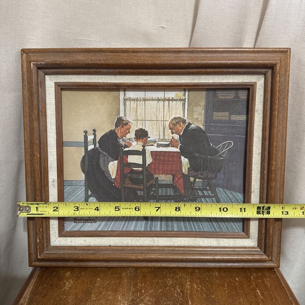 VINTAGE NORMAN ROCKWELL "FAMILY GRACE" Canvas Reproduction - Picture 7 of 9